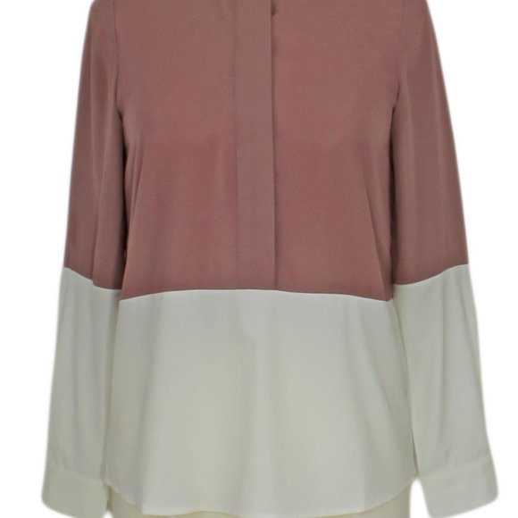 NWT Against Nudity Size S & M Rosewood and White Color Block Blouse - Picture 4 of 4